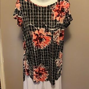 Long flower tunic blouse